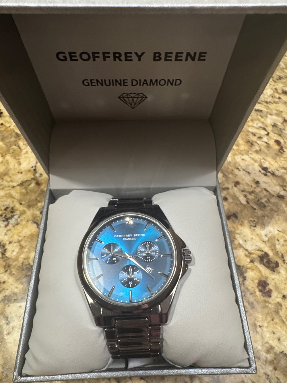 Geoffrey Beene Men's Blue Dial Stainless Steel Watch NWT